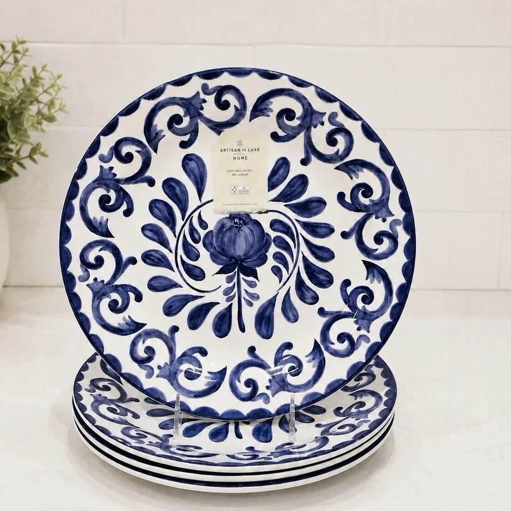 Artisan de Luxe Rose SCROLL MELAMINE Salad Plates 9